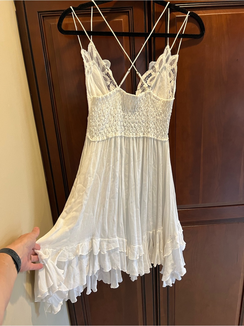 Free People Adella Dress White Lace Babydoll Slip Dress Boho - M - Picture 7 of 10